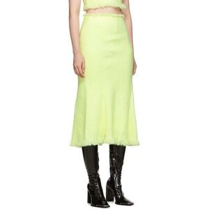 Alexander Wang wool lime green form fitting long skirt, size 0